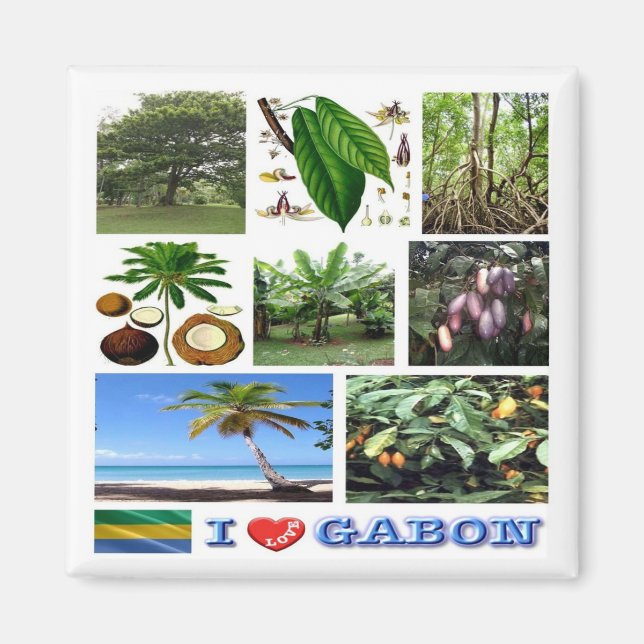 Imán zGA012 GABON I Love, Mosaic, Africa, Fridge (Frente)