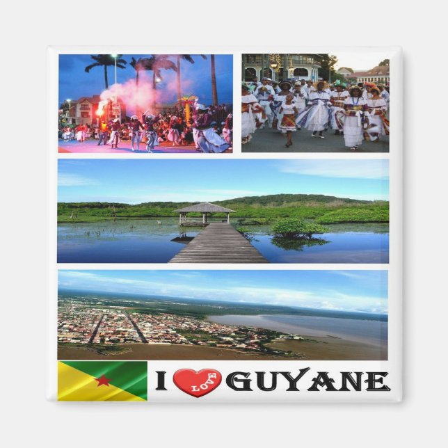 Imán zGF005 FRANCÉS GUYANA I Love, Mosaic, Fridge (Frente)