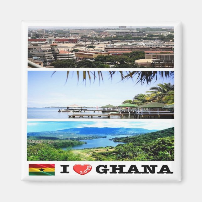 Imán zGH007 GHANA I Love, Mosaic, Africa, Fridge (Frente)