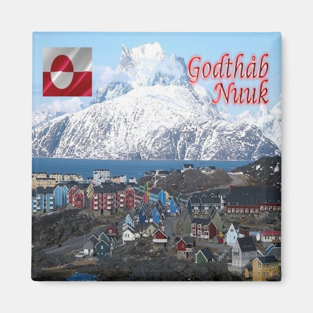 Imán zGL004 GODTHAB, Ciudad Nuuk, Groenlandia, Fridge (Frente)
