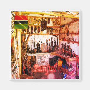 Imán zGM003 BANJUL, Gambia, Tienda de artesanías turíst