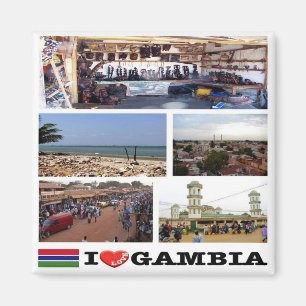 Imán zGM010 GAMBIA I Love, Mosaic, Africa, Fridge
