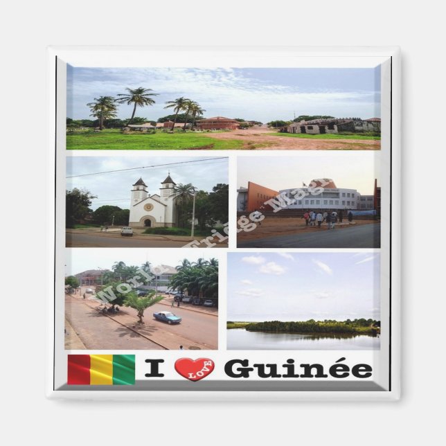 Imán zGN010 GUINEA I Love, Mosaic, Africa, Fridge (Frente)