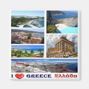 Imán zGR026 GRECIA "I Love", Mosaic, Fridge