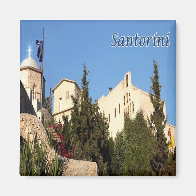 Imán zGR081 SANTORINI, Monasterio, Grecia, Fridge (Frente)