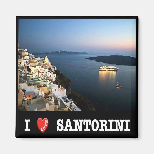 Imán zGR088 SANTORINI I Love, Grecia, Fridge (Frente)