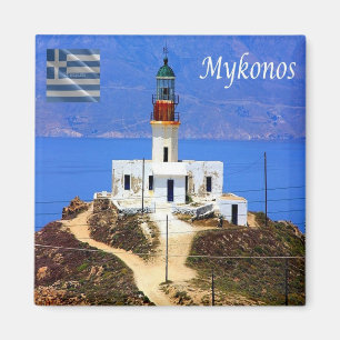 Imán zGR113 Faro de MYKONOS, Grecia, Nevera