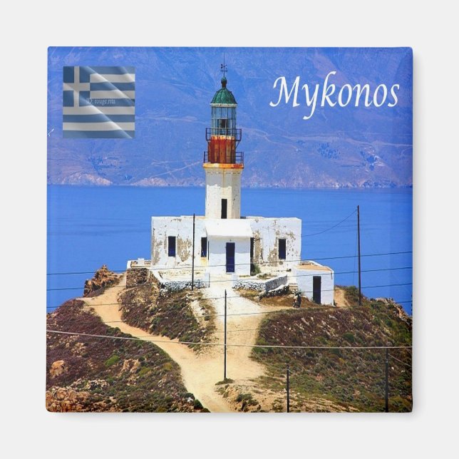 Imán zGR113 Faro de MYKONOS, Grecia, Nevera (Frente)