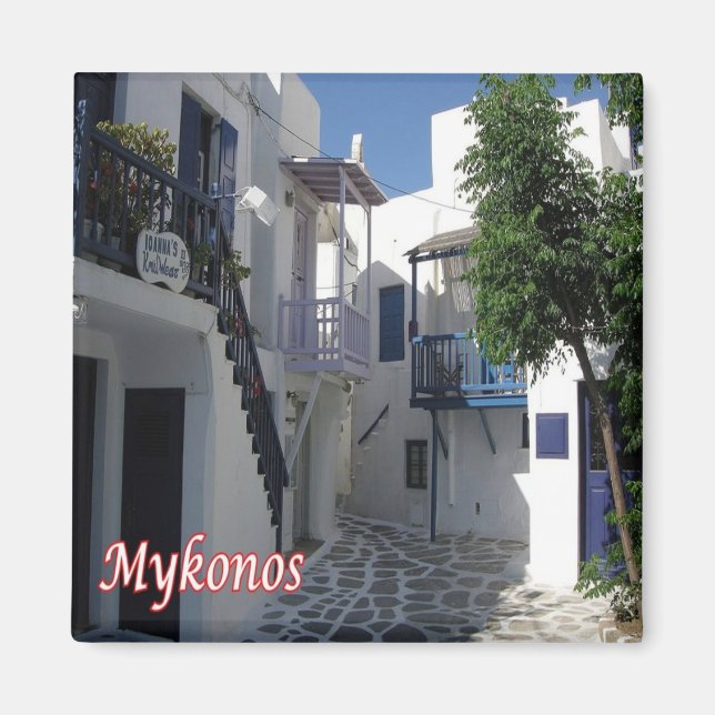 Imán zGR117 MYKONOS Chora Main Citadel, Grecia, (Frente)