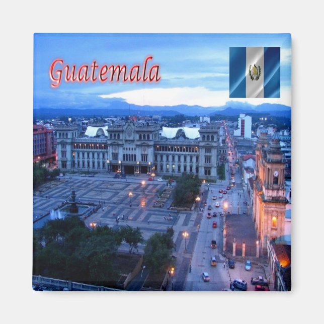 Imán zGT024 Ciudad GUATEMALA, Central Park, Sunset, Fri (Frente)
