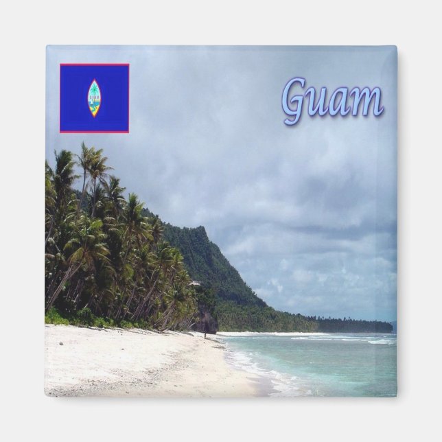 Imán zGU011 GUAM, Beach, Sea View, Oceania, Fridge (Frente)