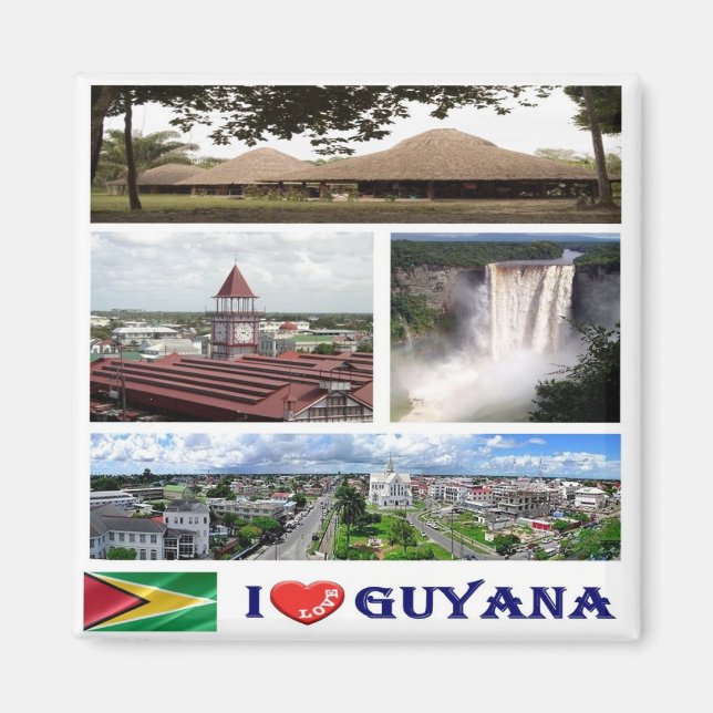 Imán zGY004 GUYANA I Love, Mosaic, America, Fridge (Frente)