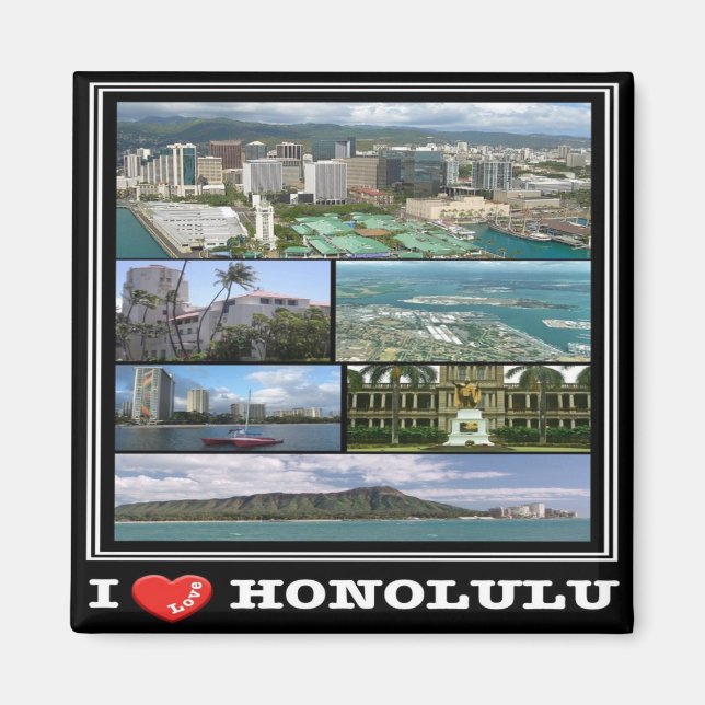 Imán zHI011 HONOLULU I LOVE, HAWAII, Mosaic, Fridge (Frente)
