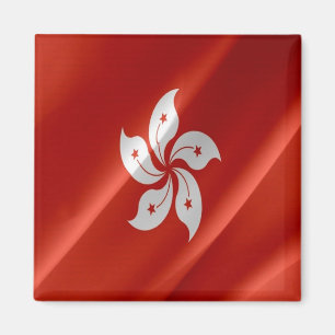 Imán zHK002 Bandera ondeando Hong Kong, nevera