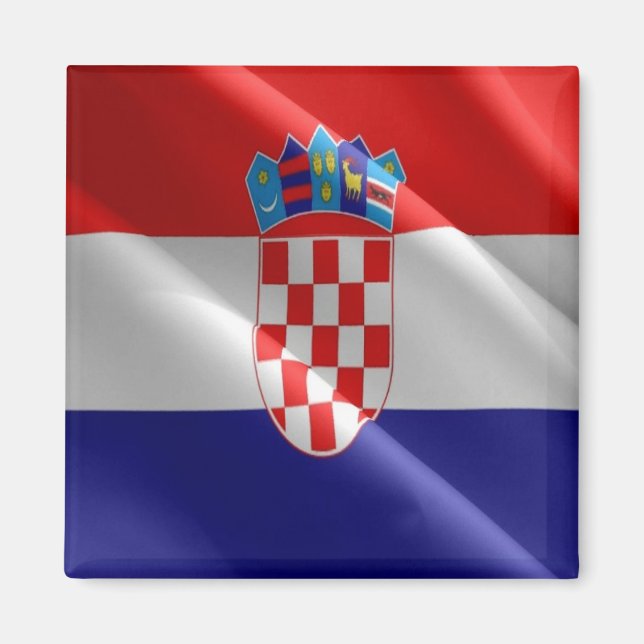 Imán zHR002 CROATIA, Bandera ondulante croata, Frigoríf (Frente)