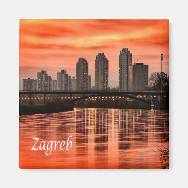 Imán zHR004 ZAGREB, Croacia, Europa, Fridge (Frente)