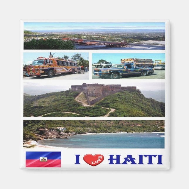Imán zHT002 HAITI I Love, Mosaic, America, Fridge (Frente)