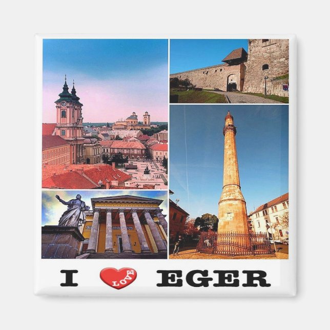 Imán zHU006 EGER I Love, Mosaic, Hungría, Fridge (Frente)