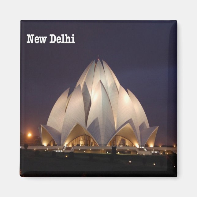 Imán zIN023 LOTUS TEMPLE Nueva Delhi, India, Fridge (Frente)