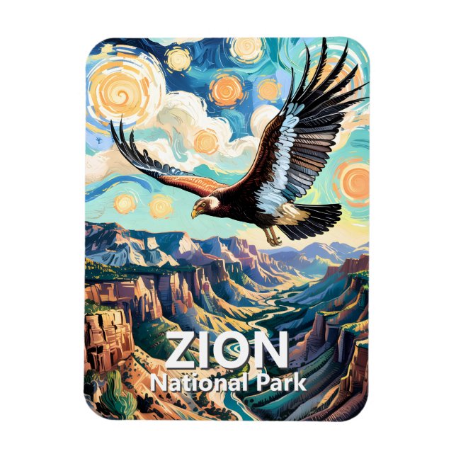 Imán Zion Canyon Bird California Condor Vivid Van Gogh (Vertical)