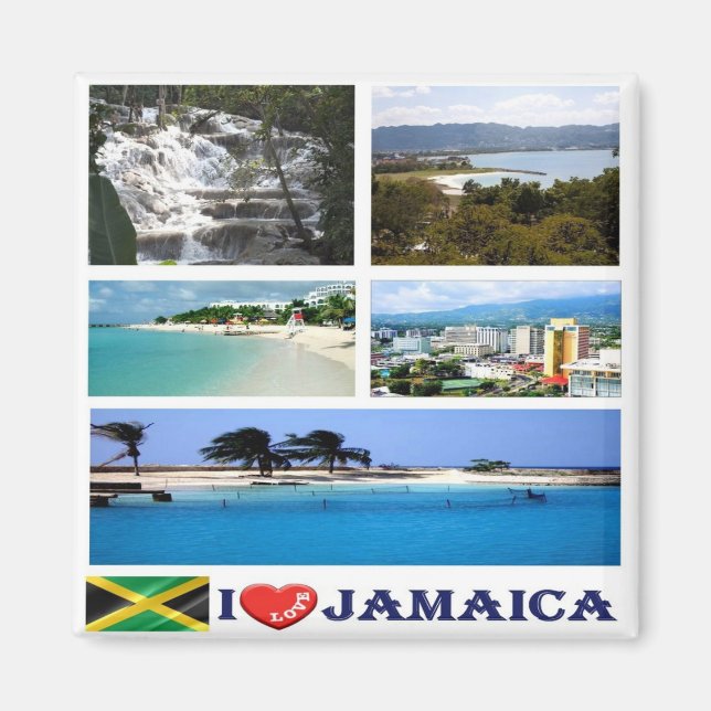 Imán zJM003 JAMAICA I Love, Mosaic, America, Fridge (Frente)