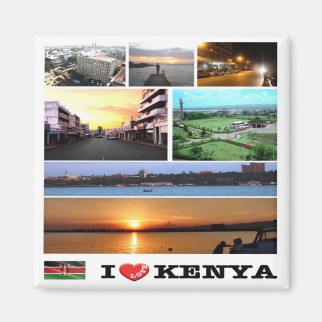 Imán zKE010 KENYA I Love, Mosaic, Africa, Fridge (Frente)