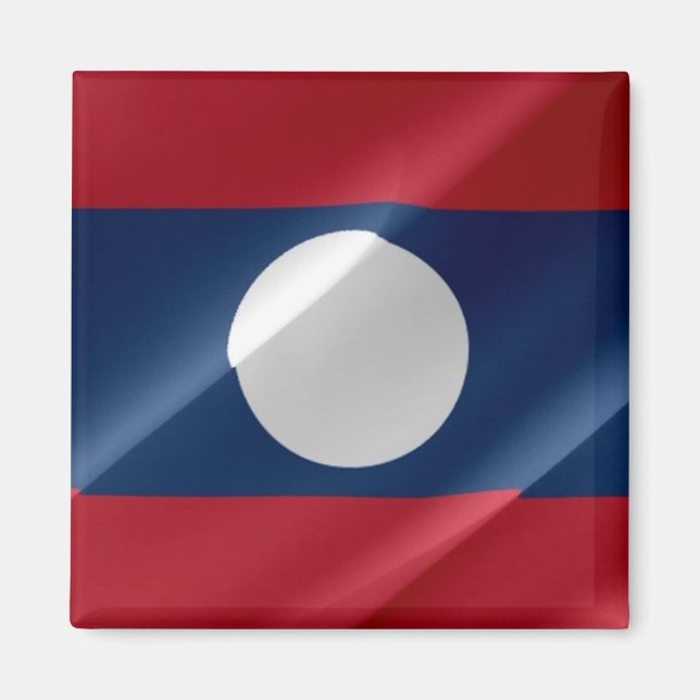 Imán zLA002 ondulando FLAG LAOS, Fridge Magnet (Frente)