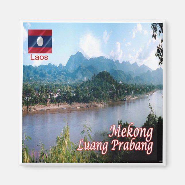 Imán zLA006 LUANG PRABANG Mekong, Laos, Asia, Fridge (Frente)