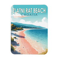 Zlatni Rat Beach Croatia Viaje Art Vintage