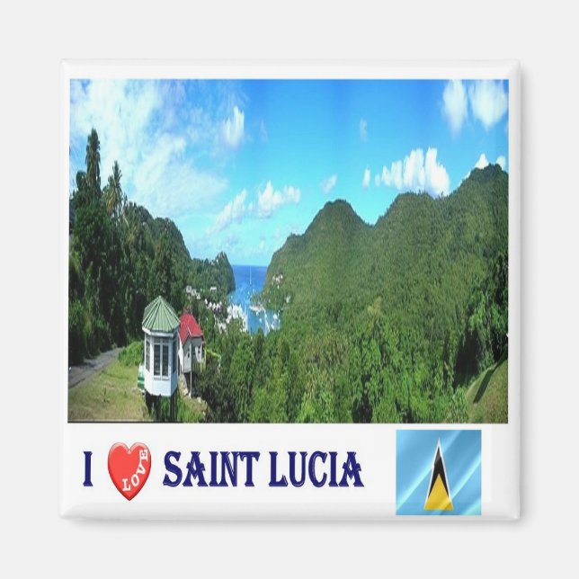 Imán zLC004 SAINT LUCIA I Love, America, Fridge (Frente)