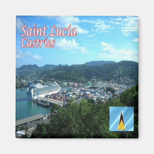 Imán zLC007 CASTRIES, Santa Lucía, América, Fridge (Frente)