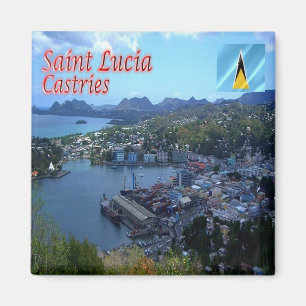 Imán zLC011 CASTRIES, Aerial View, Santa Lucía, Fridge