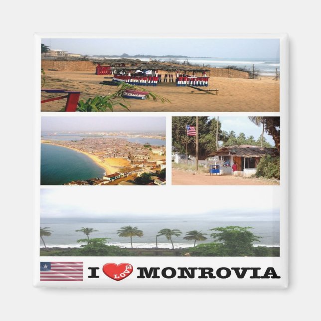 Imán zLR008 MONROVIA I Love, Mosaic, Liberia, Fridge (Frente)