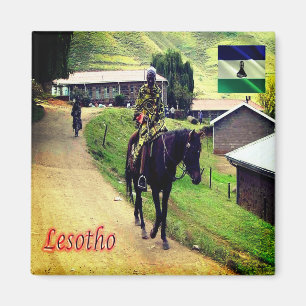 Imán zLS003 LESOTHO, Basotho Blanket, África, Fridge