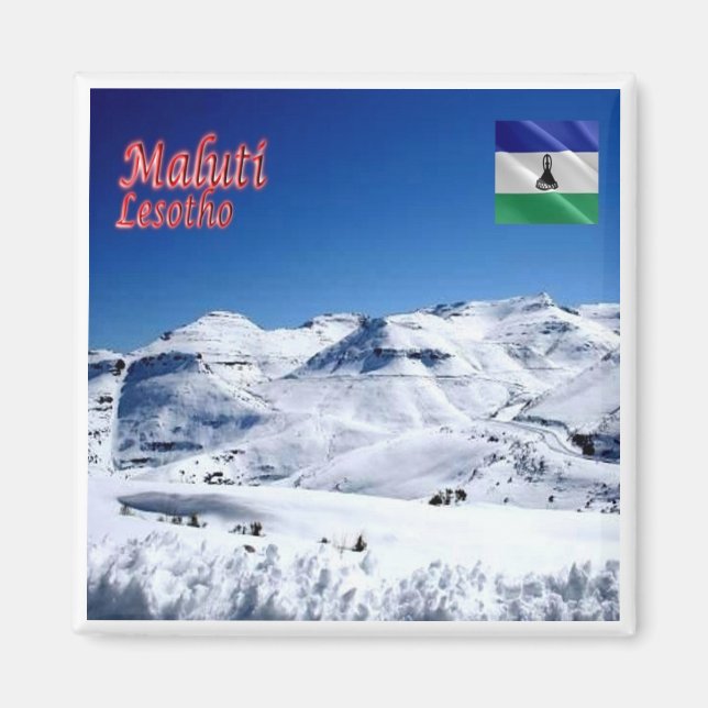Imán zLS007 MALUTI, Nieve, Lesotho, África, Fridge (Frente)