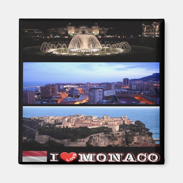 Imán zMC032 collage de MONACO "I Love", Fridge (Frente)