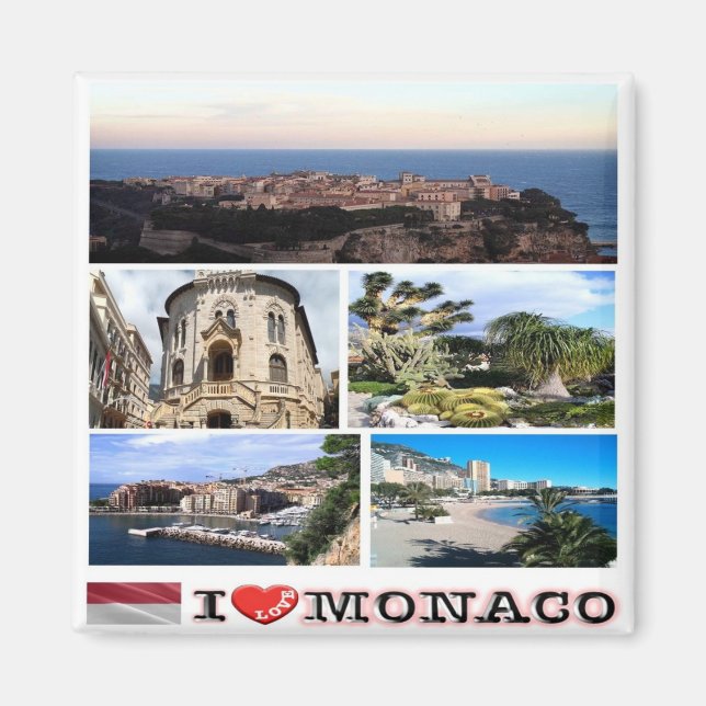Imán zMC033 collage de MONACO "I Love", Fridge (Frente)