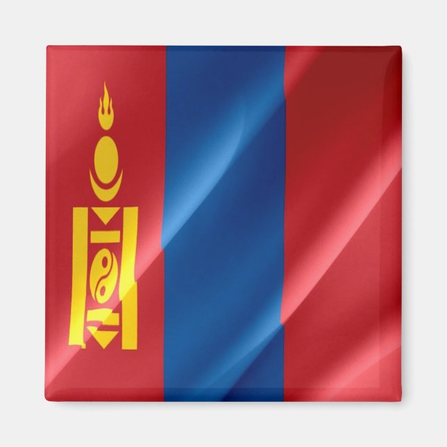 Imán zMN002 ondeando BANDERA mongola Mongolia,  (Frente)