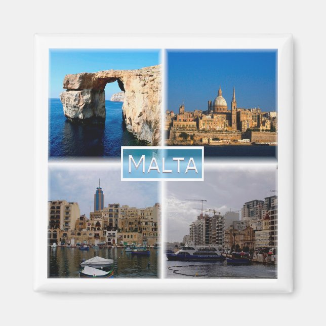 Imán zMT004 LA VALLETTA SKYLINE, Malta, Fridge Magnet (Frente)