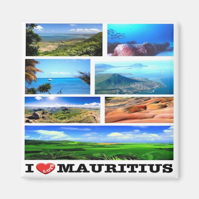 Imán zMU021 MAURITIUS I Love, Mosaic, Africa, Fridge (Frente)