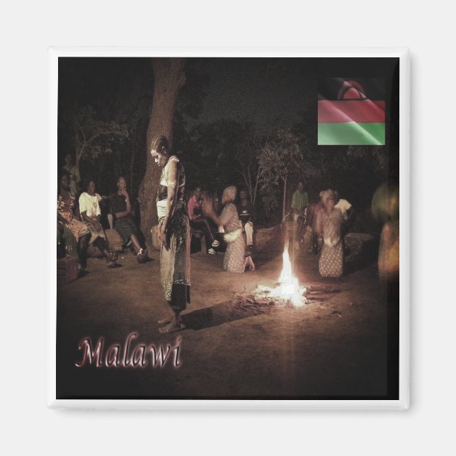 Imán zMW003 MALAWI, danza folclórica, África, nevera (Frente)