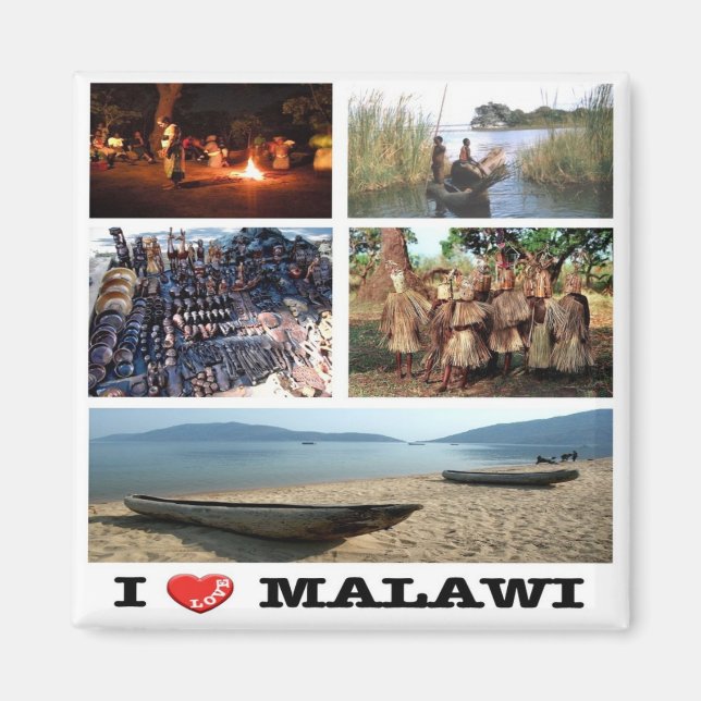 Imán zMW009 MALAWI I Love, Mosaic, Africa, Fridge (Frente)