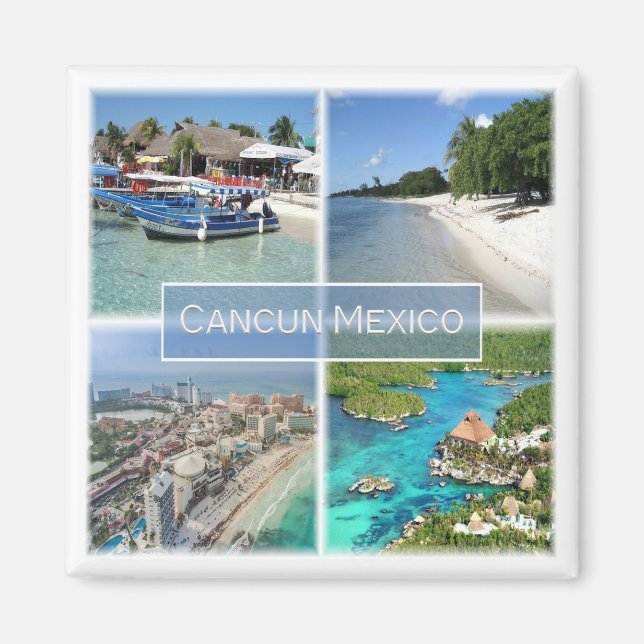 Imán zMX003 CANCUN, Mosaic, México, América, Fridge (Frente)