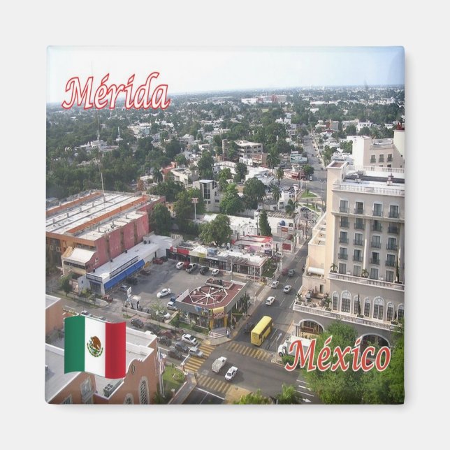 Imán zMX016 MERIDA, Aerial View, México, Yucatán,Fridge (Frente)