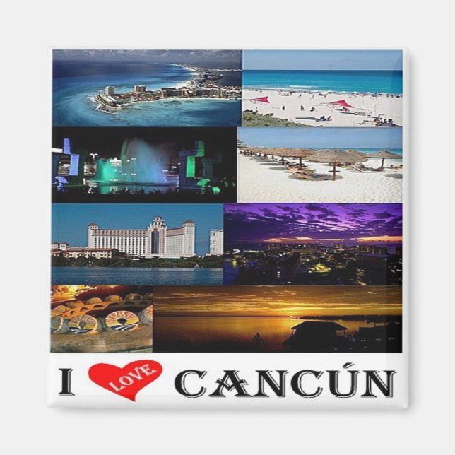 Imán zMX020 CANCUN I Love, Mosaic, America, Fridge (Frente)