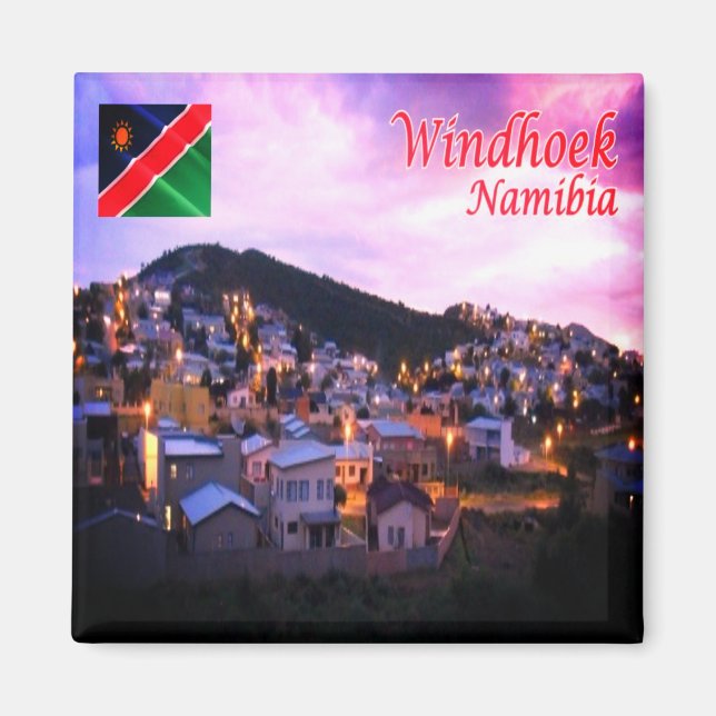 Imán zNA006 WINDHOEK de noche, Namibia, África, Fridge (Frente)