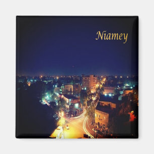 Imán zNE003 NIAMEY de noche, NIGER, África, Fridge