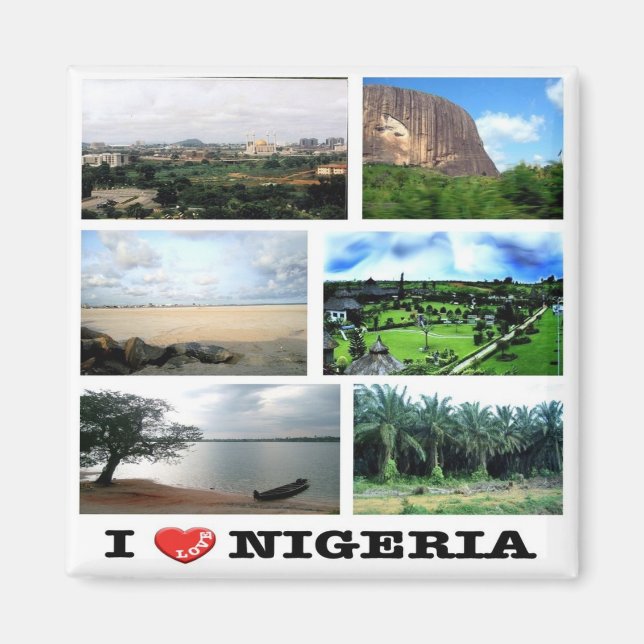 Imán zNG011 NIGERIA I Love, Mosaic, Africa, Fridge (Frente)