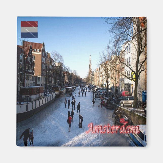 Imán zNL007 AMSTERDAM panorama, Países Bajos, Fridge (Frente)