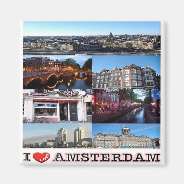 Imán zNL012 AMSTERDAM "I Love", Fridge (Frente)
